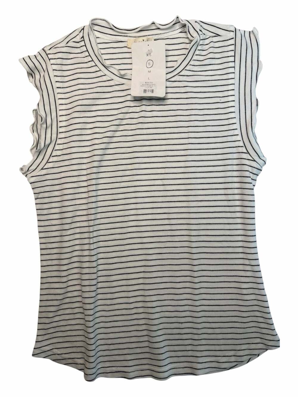 La Mie Brushed Stripe Ruffle Sleeve Top